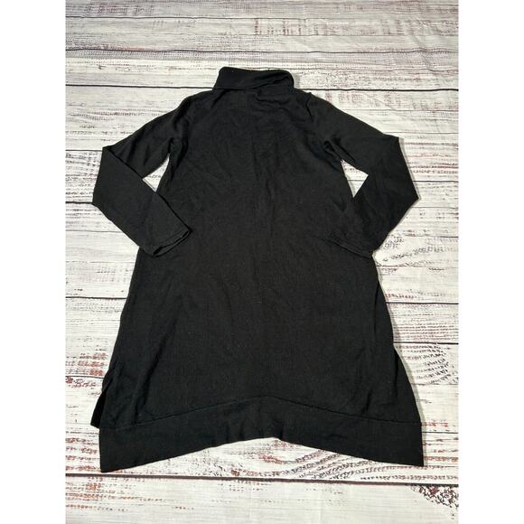Eileen Fisher Womens Black Merino Wool Turtleneck Longline Sweater Dress XXS - Picture 2 of 7